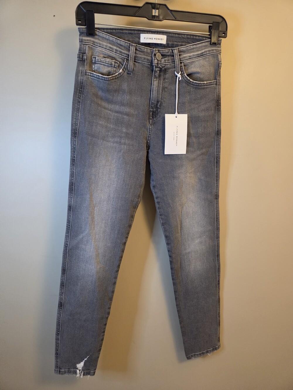 Flying Monkey Black Label Jeans 26 Gray Black Ankle Crop Skinny Distressed NWT